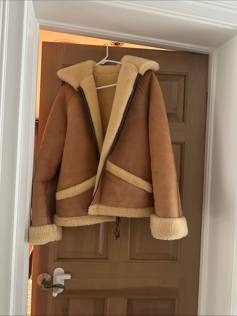 The Hirsel Shearling  Aviator Jacket - Tan- vintage